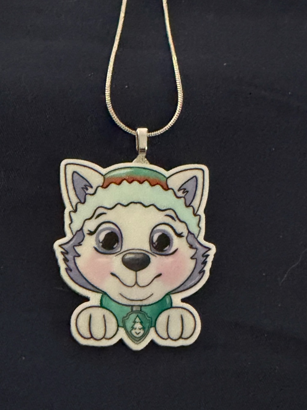 Cute White & Green Dog Pendant Necklace - Pet Lover Accessory